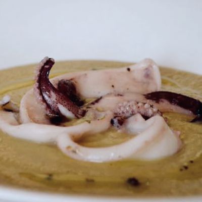 Zuppa cremi di ceci e calamari - 
